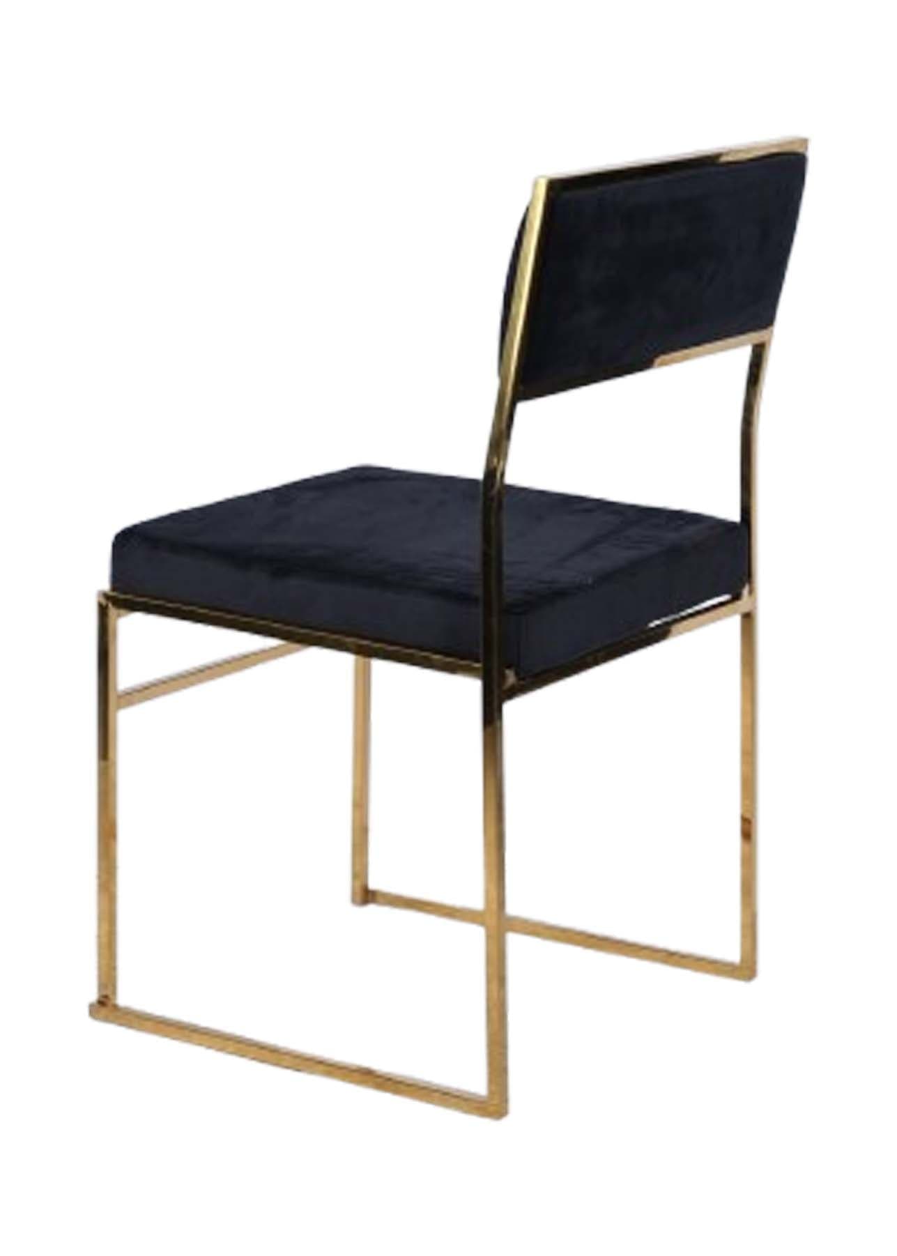 Chivari Melissa Chair in Gold Stainless Steel Frame with Black Cushion Seat and Back CMMG-B-KIT-AX