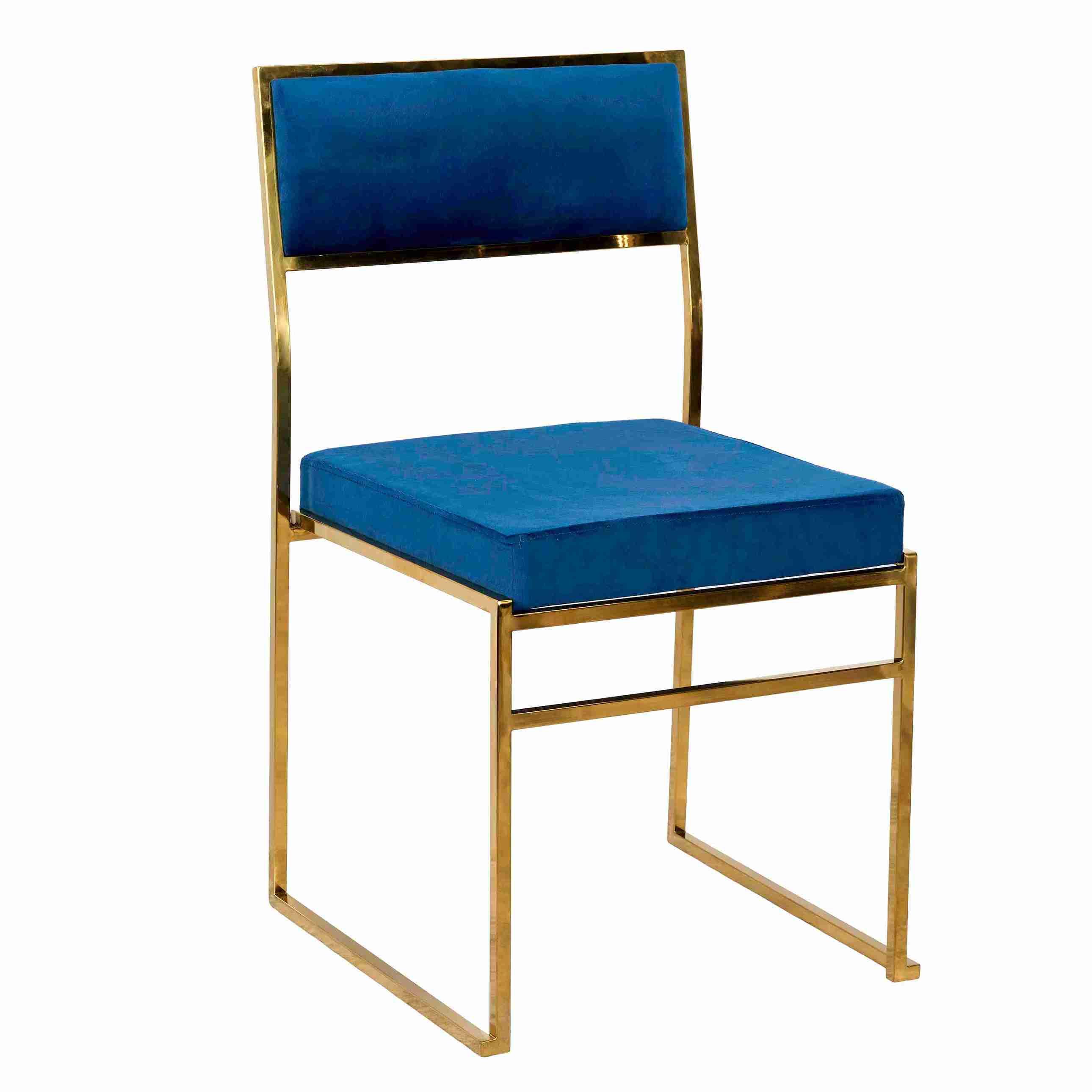 Chivari Melissa Chair in Gold Stainless Steel Frame with Blue Cushion Seat and Back CMMG-BLU-KIT-AX