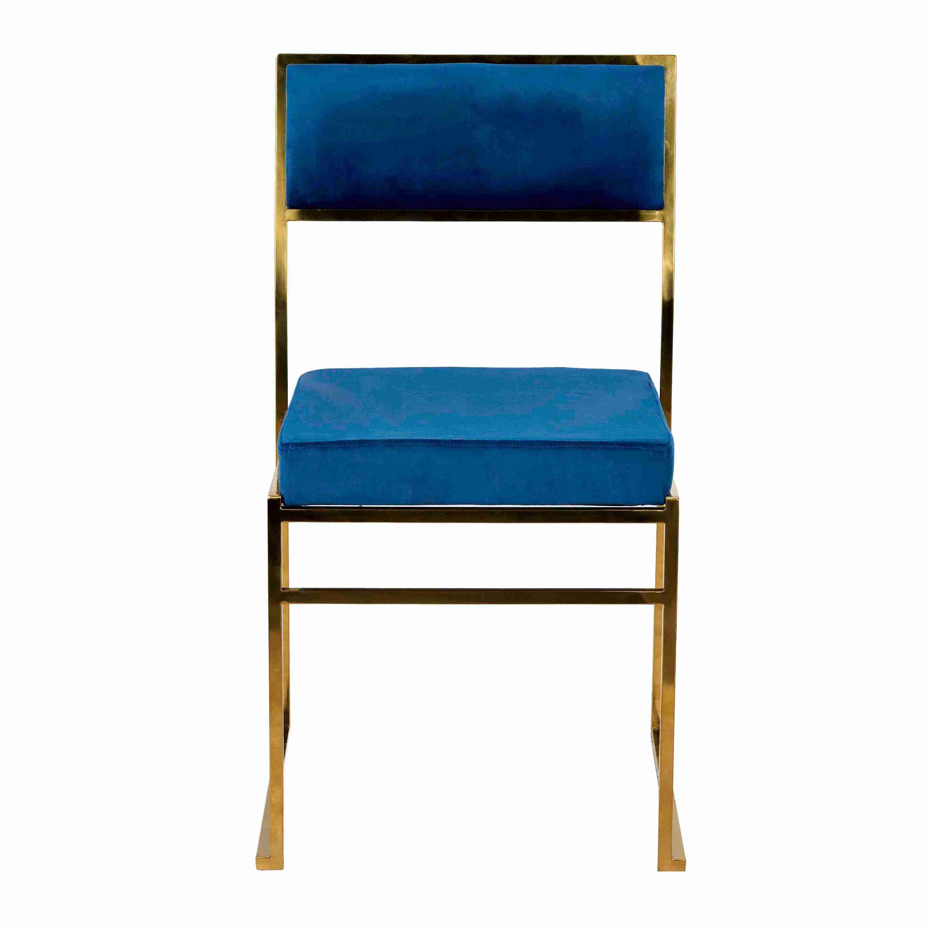 Chivari Melissa Chair in Gold Stainless Steel Frame with Blue Cushion Seat and Back CMMG-BLU-KIT-AX