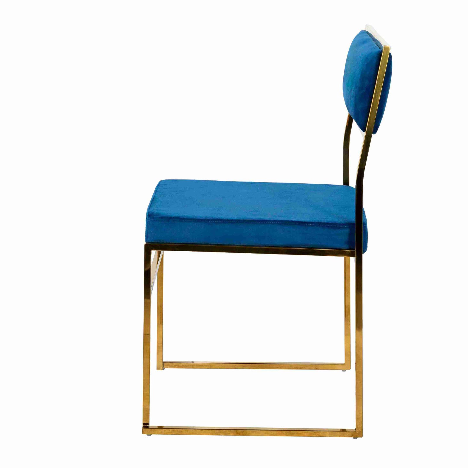 Chivari Melissa Chair in Gold Stainless Steel Frame with Blue Cushion Seat and Back CMMG-BLU-KIT-AX
