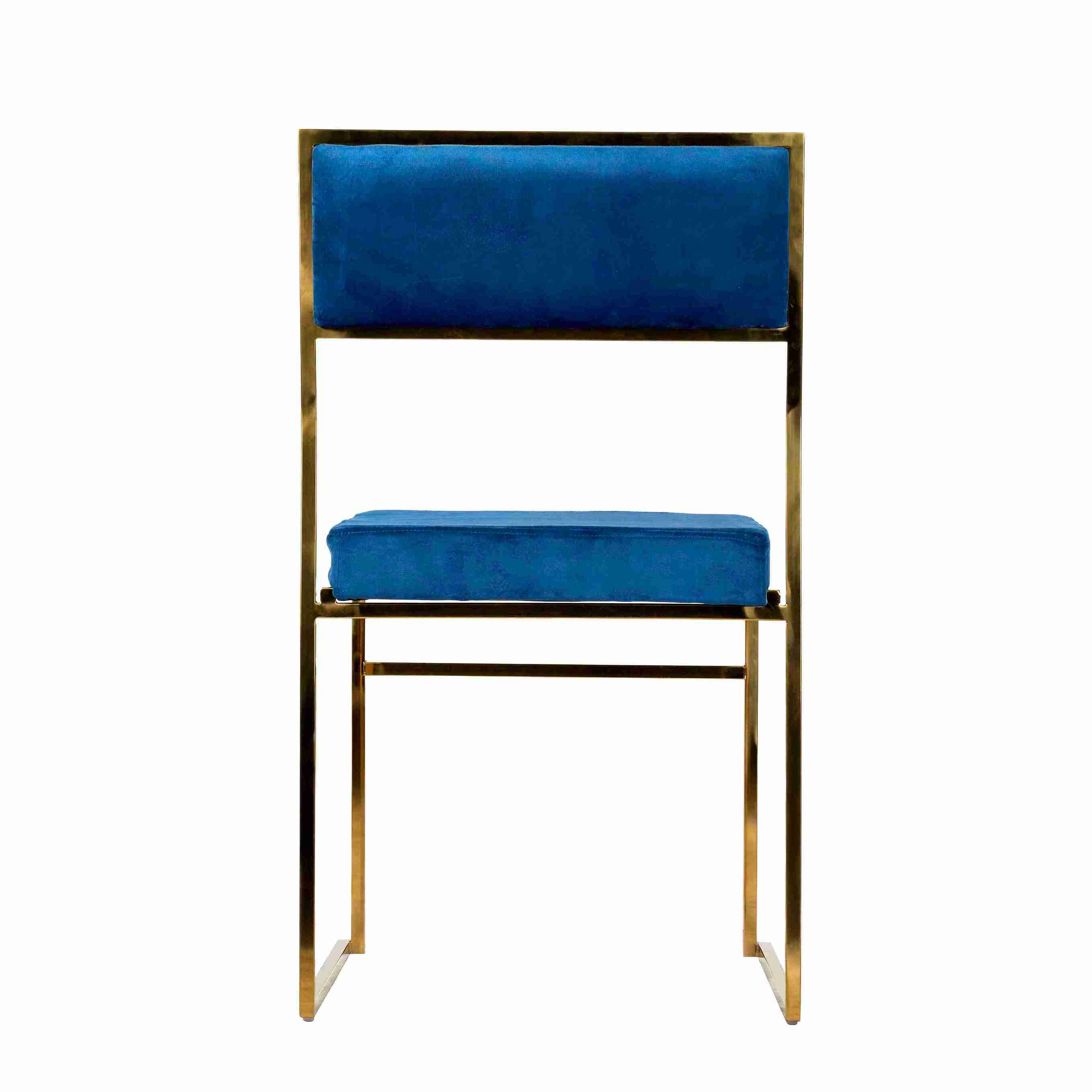 Chivari Melissa Chair in Gold Stainless Steel Frame with Blue Cushion Seat and Back CMMG-BLU-KIT-AX