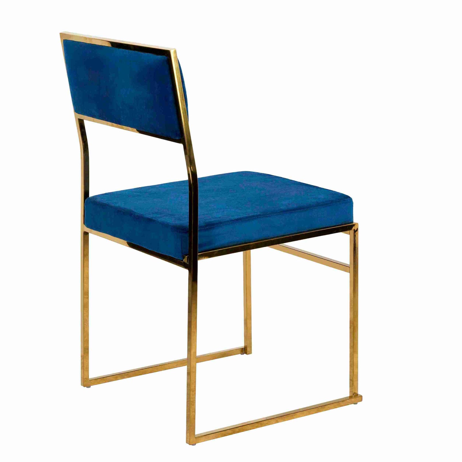 Chivari Melissa Chair in Gold Stainless Steel Frame with Blue Cushion Seat and Back CMMG-BLU-KIT-AX