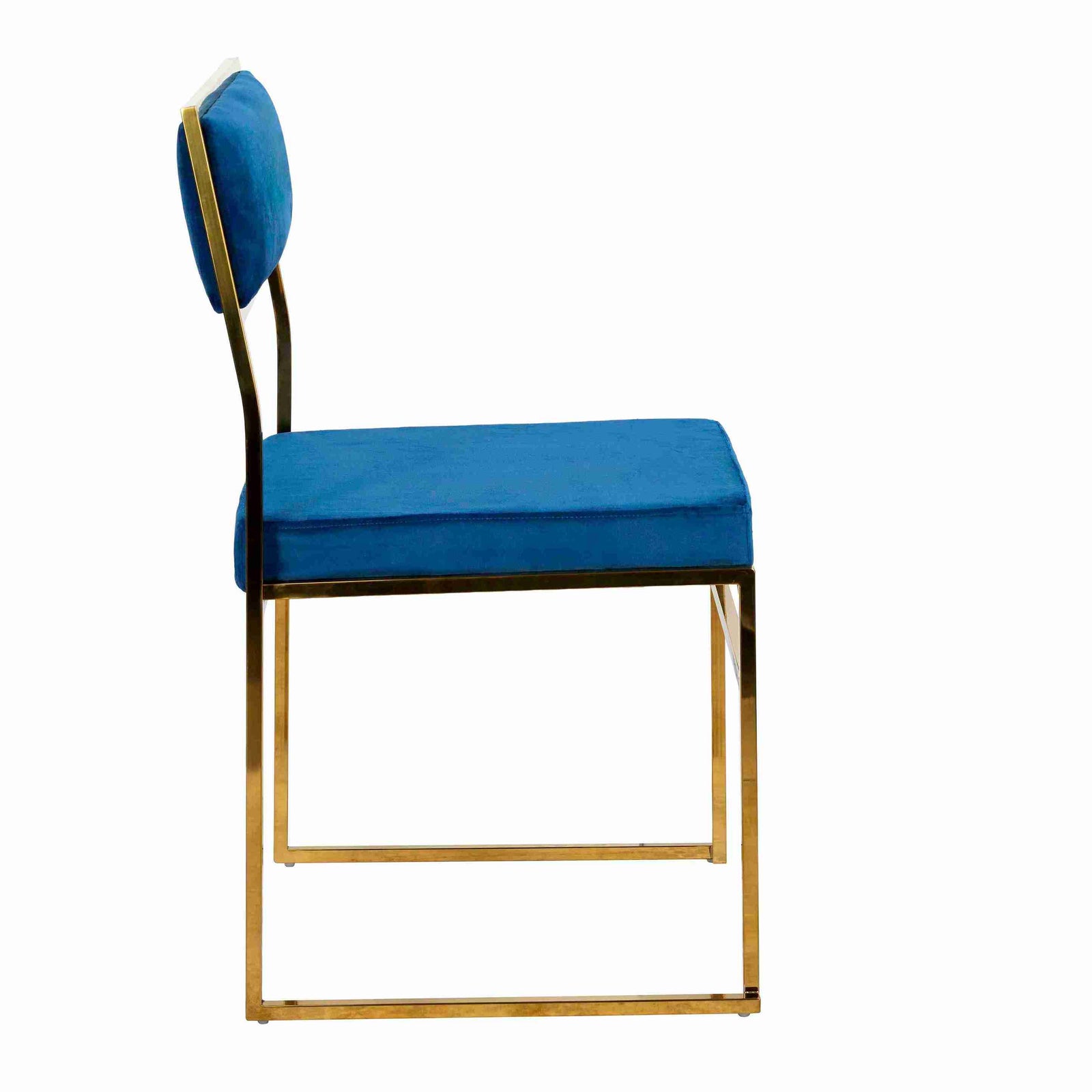 Chivari Melissa Chair in Gold Stainless Steel Frame with Blue Cushion Seat and Back CMMG-BLU-KIT-AX