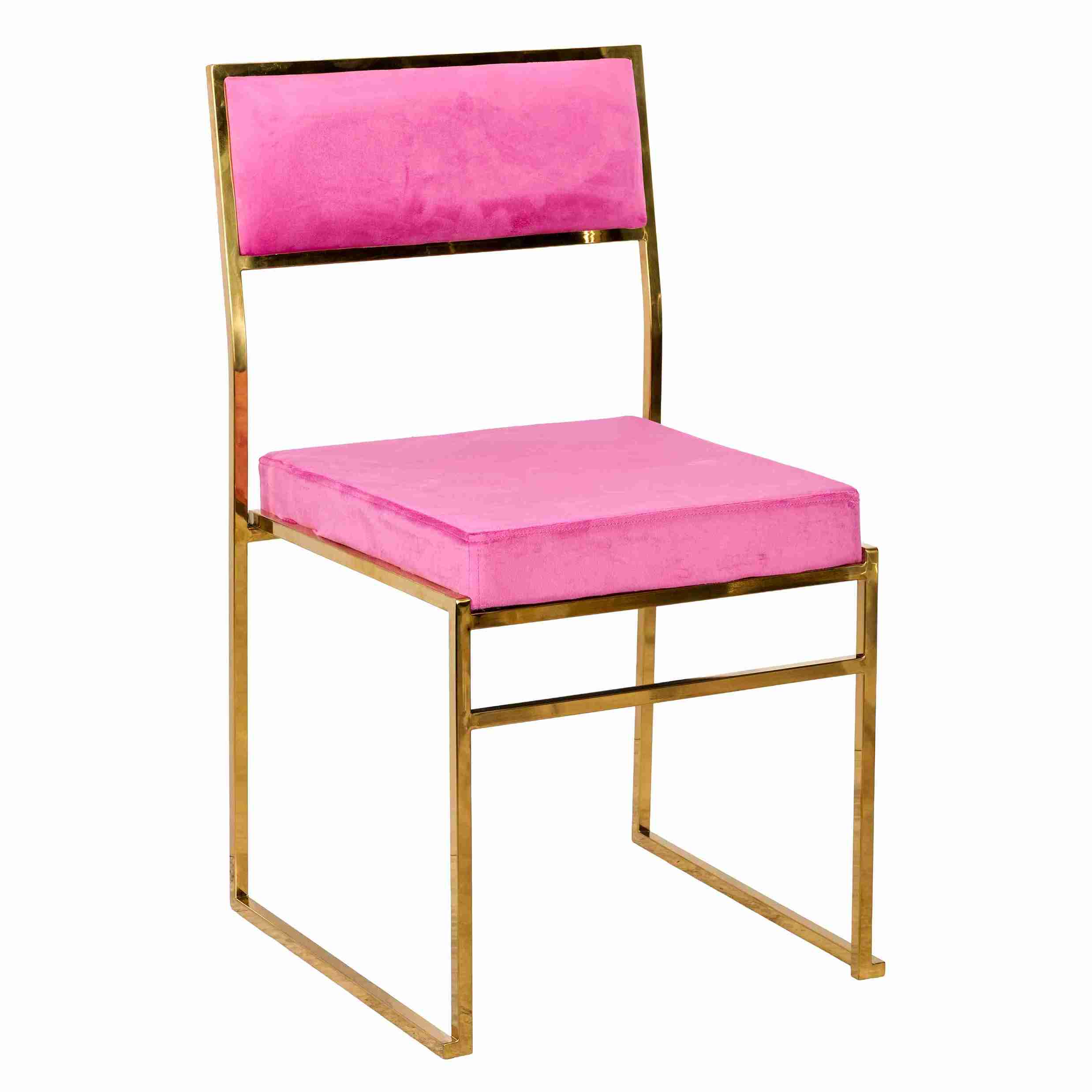 Chivari Melissa Chair in Gold Stainless Steel Frame with Fuchsia Cushion Seat and Back CMMG-FU-KIT-AX
