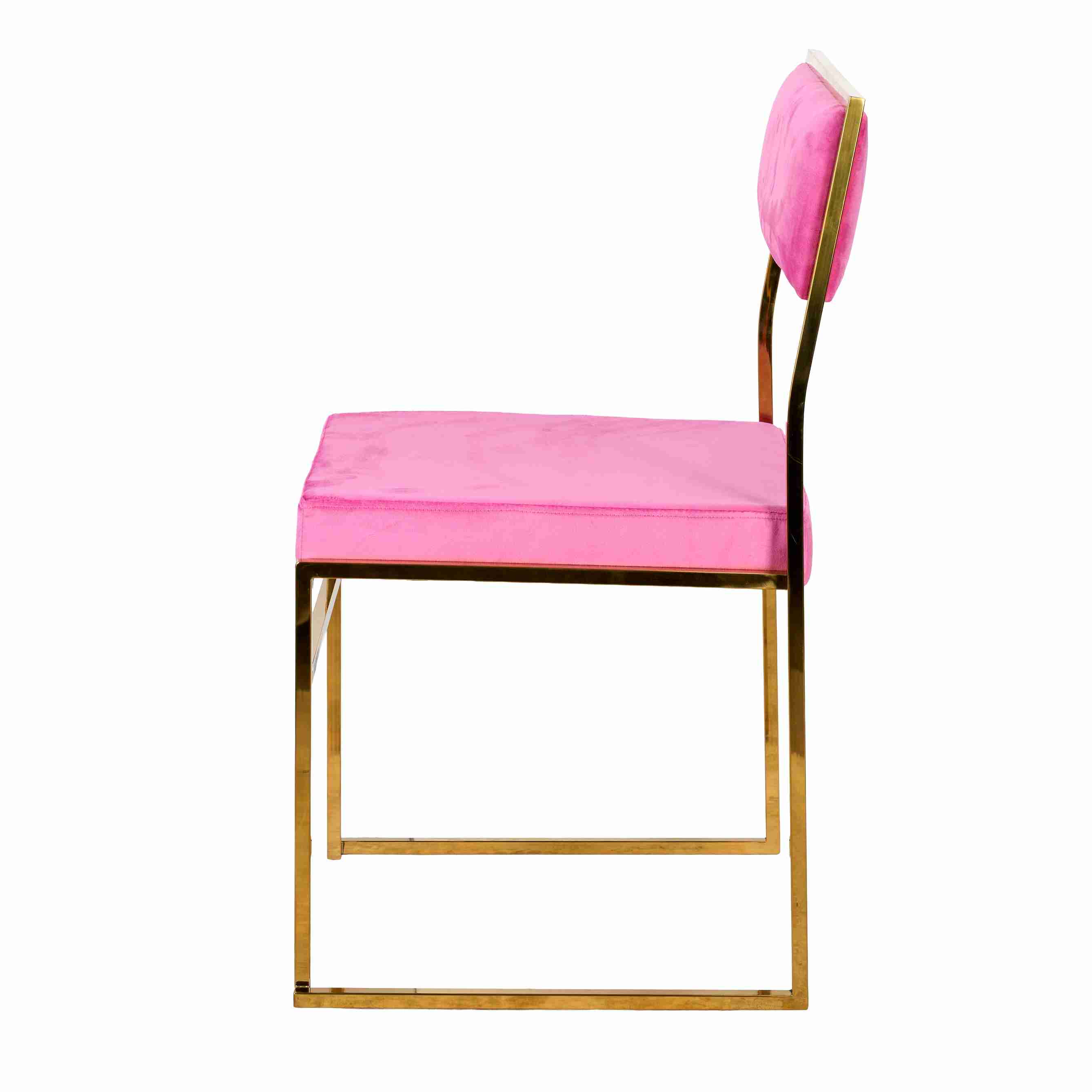 Chivari Melissa Chair in Gold Stainless Steel Frame with Fuchsia Cushion Seat and Back CMMG-FU-KIT-AX