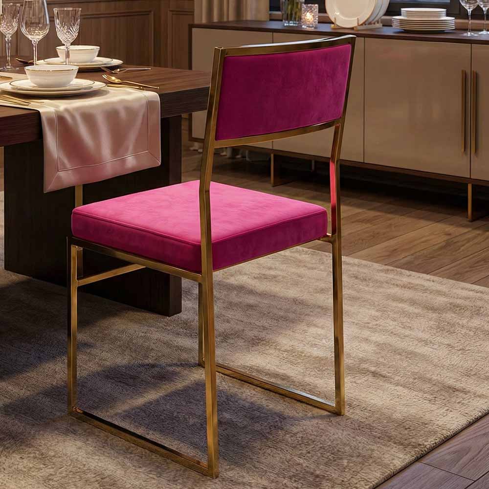 Chivari Melissa Chair in Gold Stainless Steel Frame with Fuchsia Cushion Seat and Back CMMG-FU-KIT-AX