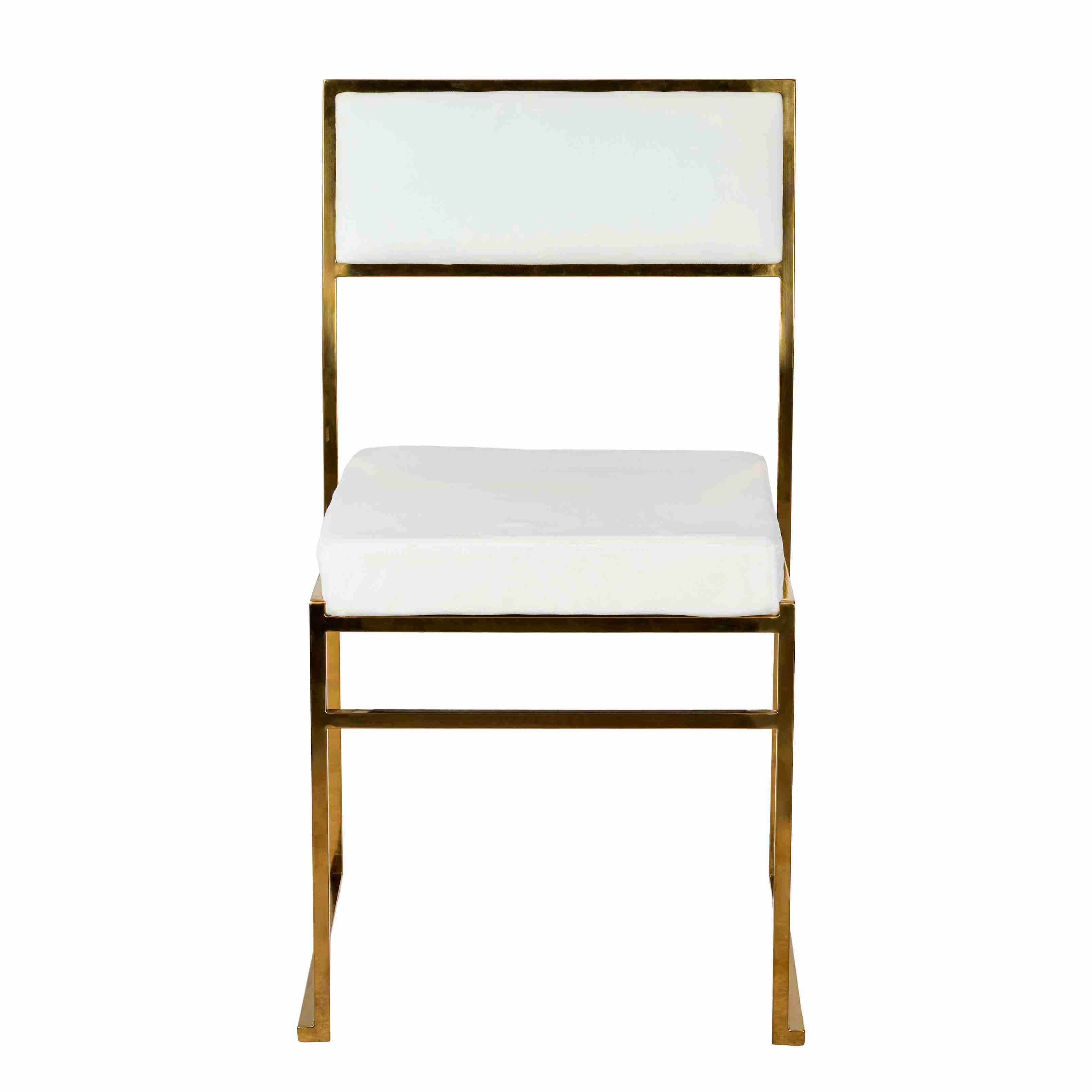 Chivari Melissa Chair in Gold Stainless Steel Frame with White Cushion Seat and Back CMMG-WHI-KIT-AX