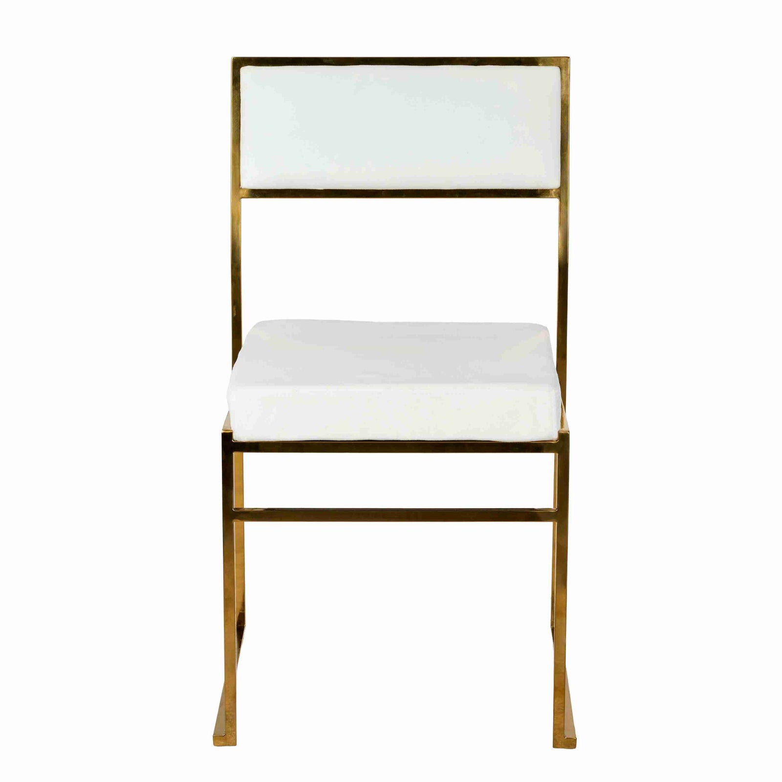 Chivari Melissa Chair in Gold Stainless Steel Frame with White Cushion Seat and Back CMMG-WHI-KIT-AX
