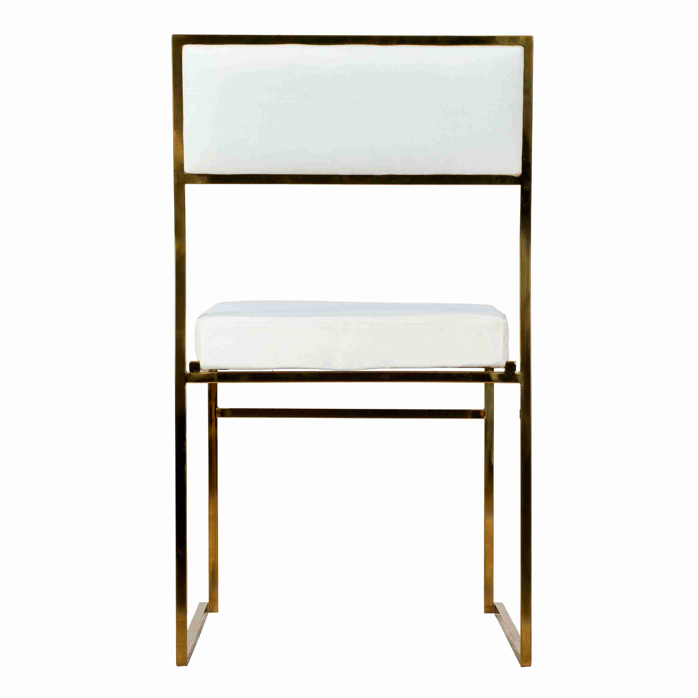 Chivari Melissa Chair in Gold Stainless Steel Frame with White Cushion Seat and Back CMMG-WHI-KIT-AX