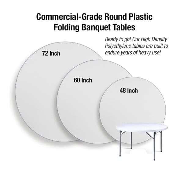 Chivari 60" (5 Foot) Round Heavy Duty Plastic Folding Table TPLSRD60-LFT