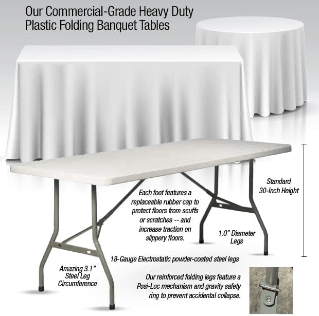Chivari 72" x 30" (6 Foot) Rectangle Heavy Duty Plastic Folding Table TPLSRT7230-AX1-T