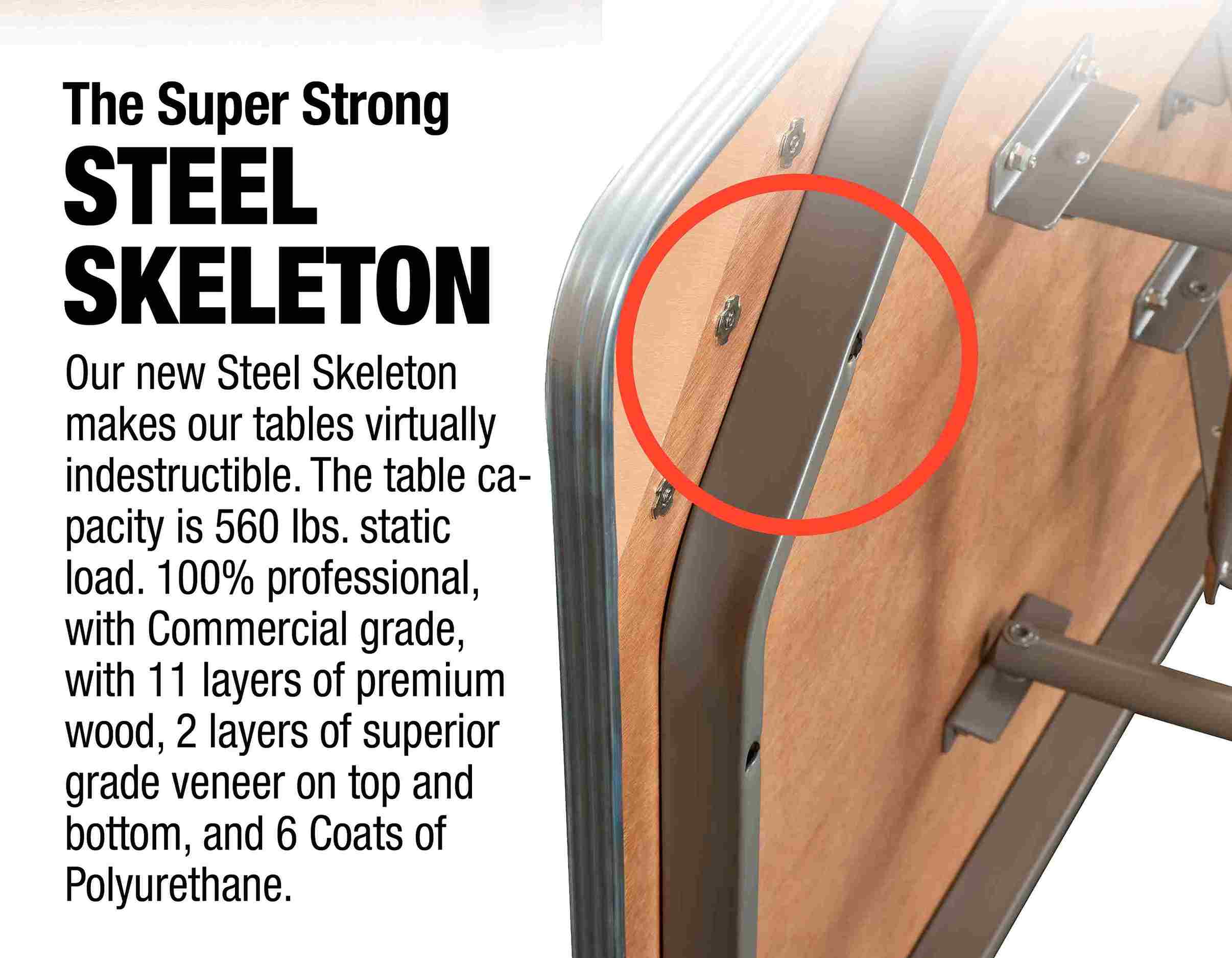 Chivari 96" x 48" (8 Foot) Rectangle Plywood Folding Table with Steel Skeleton TPLYRT9648M-ST-AX