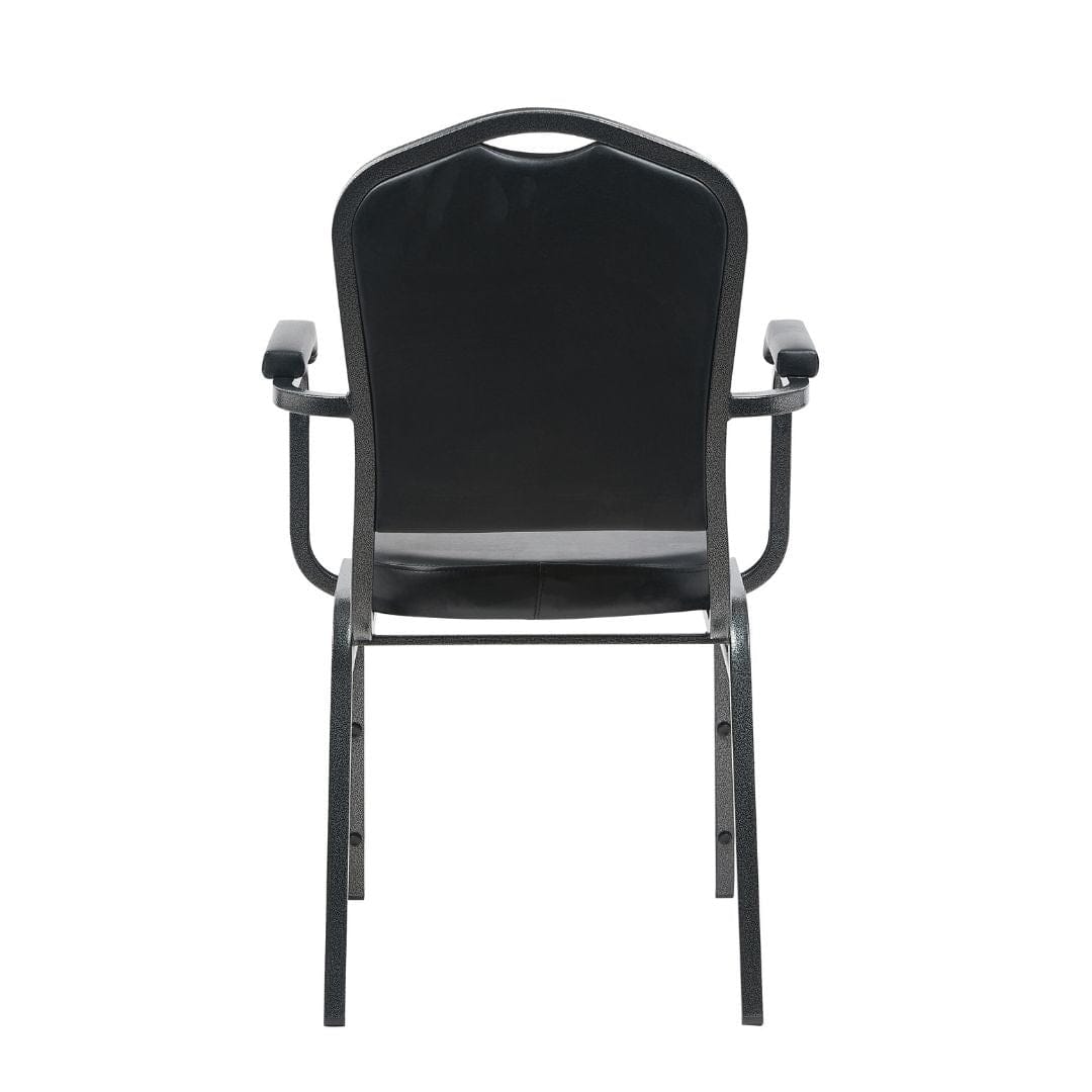 Chivari Black Vinyl Silver Vein Steel Frame Crown Back Banquet Chair with Arms CQCAVB-ZF-T