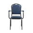 Chivari Navy Blue Vinyl Silver Vein Steel Frame Crown Back Banquet Chair with Arms CQCAVBLU-ZF-T