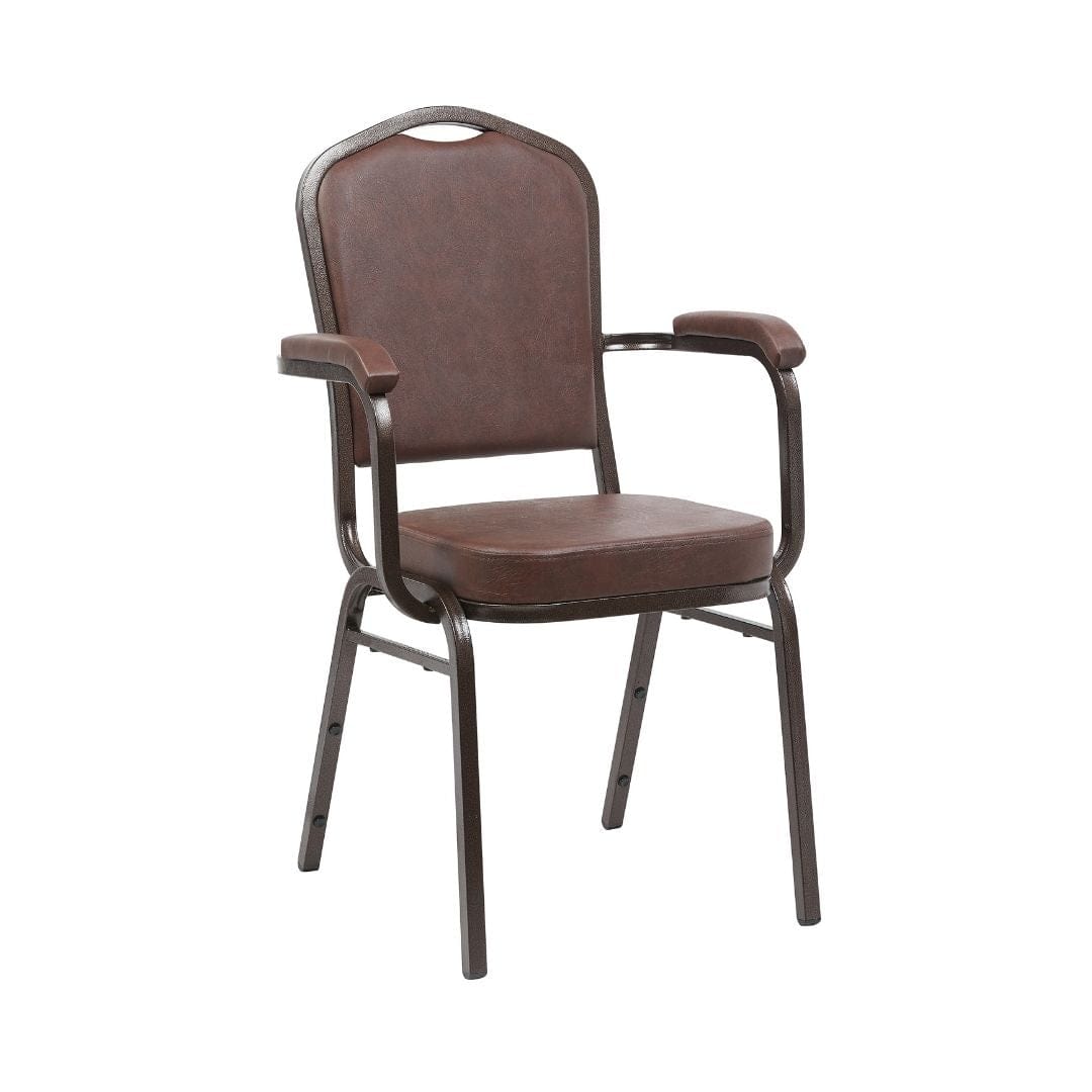 Chivari Brown Vinyl Copper Vein Steel Frame Crown Back Banquet Chair CQCAVBR-ZF-T