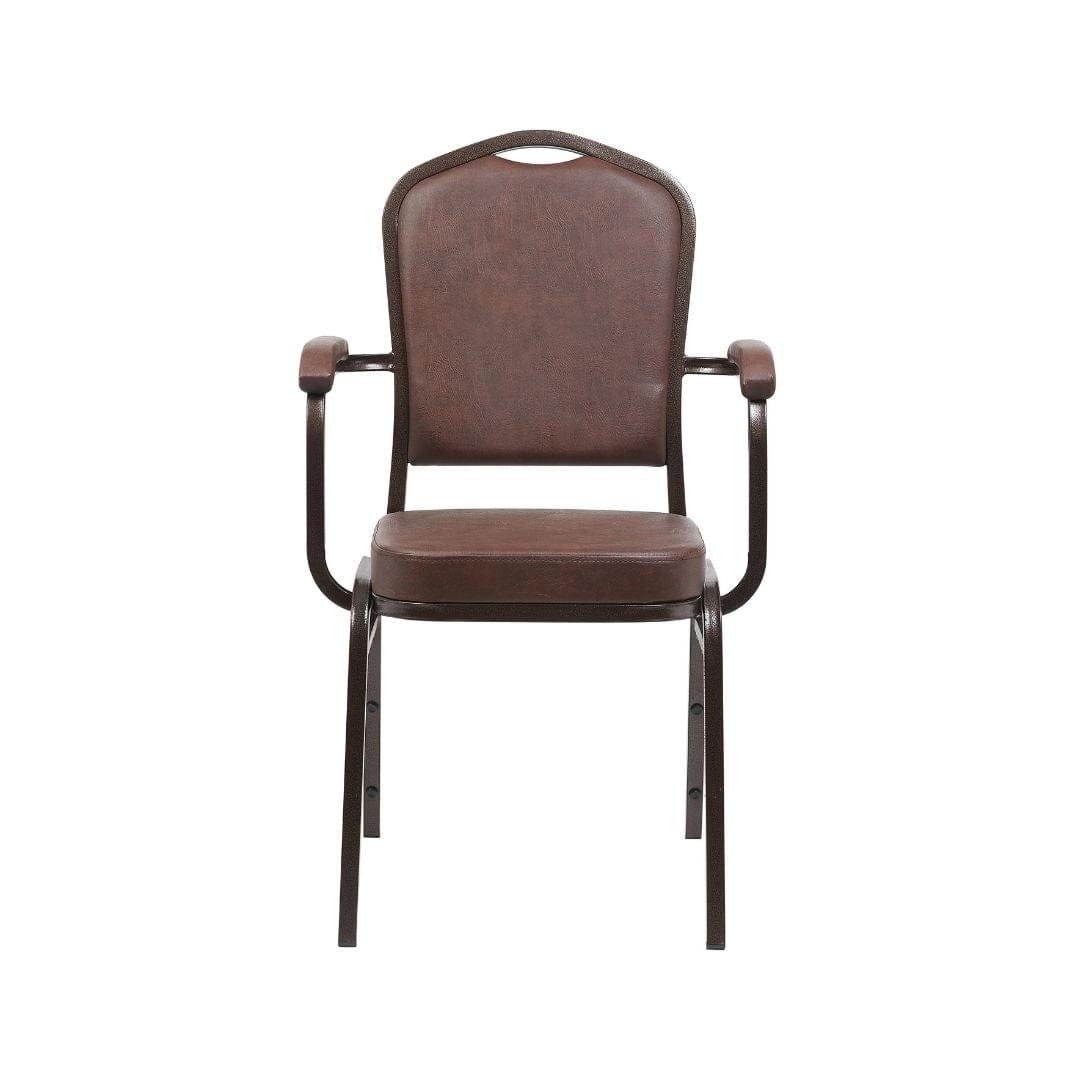 Chivari Brown Vinyl Copper Vein Steel Frame Crown Back Banquet Chair CQCAVBR-ZF-T