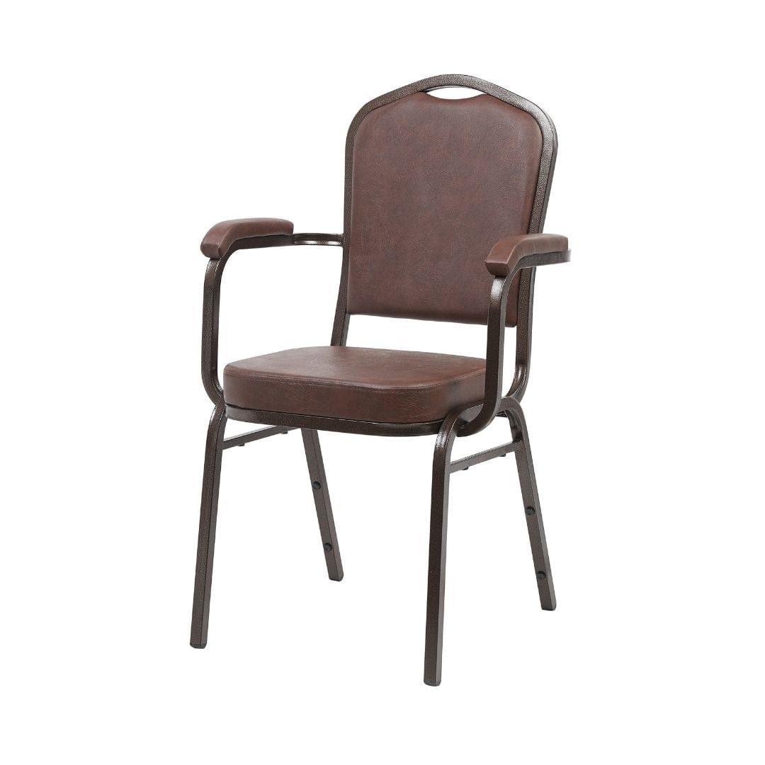 Chivari Brown Vinyl Copper Vein Steel Frame Crown Back Banquet Chair CQCAVBR-ZF-T