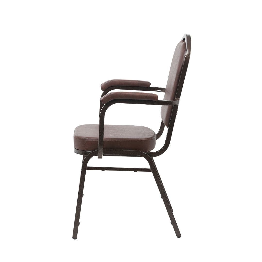 Chivari Brown Vinyl Copper Vein Steel Frame Crown Back Banquet Chair CQCAVBR-ZF-T