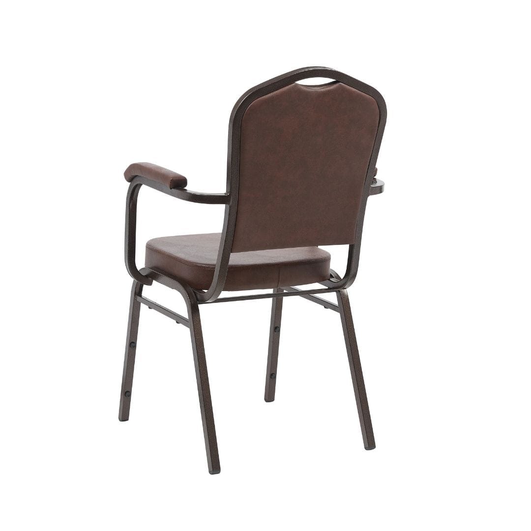Chivari Brown Vinyl Copper Vein Steel Frame Crown Back Banquet Chair CQCAVBR-ZF-T