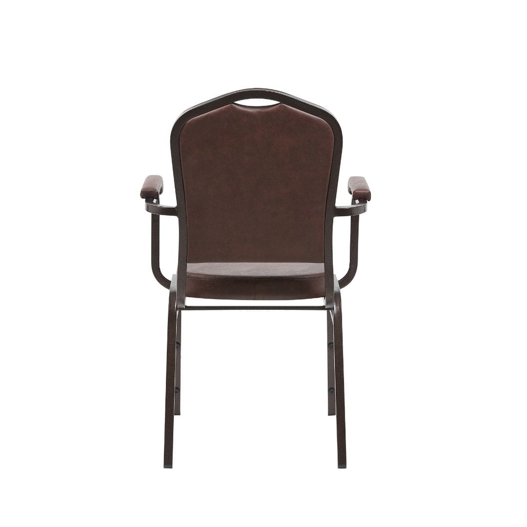 Chivari Brown Vinyl Copper Vein Steel Frame Crown Back Banquet Chair CQCAVBR-ZF-T