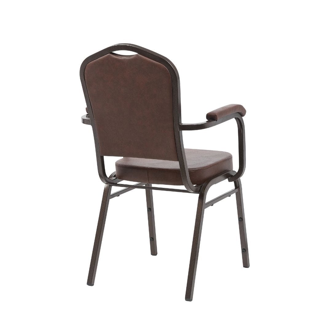 Chivari Brown Vinyl Copper Vein Steel Frame Crown Back Banquet Chair CQCAVBR-ZF-T