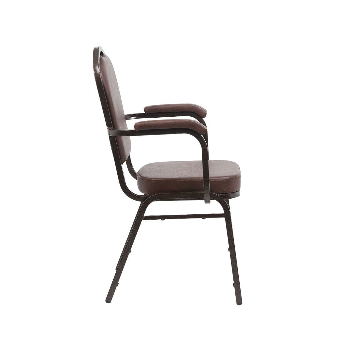 Chivari Brown Vinyl Copper Vein Steel Frame Crown Back Banquet Chair CQCAVBR-ZF-T