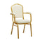 Chivari Ivory Vinyl Gold Frame Crown Back Banquet Chair with Arms CQCAVI-ZF-T