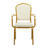 Chivari Ivory Vinyl Gold Frame Crown Back Banquet Chair with Arms CQCAVI-ZF-T