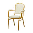 Chivari Ivory Vinyl Gold Frame Crown Back Banquet Chair with Arms CQCAVI-ZF-T