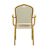 Chivari Ivory Vinyl Gold Frame Crown Back Banquet Chair with Arms CQCAVI-ZF-T