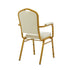 Chivari Ivory Vinyl Gold Frame Crown Back Banquet Chair with Arms CQCAVI-ZF-T