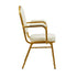 Chivari Ivory Vinyl Gold Frame Crown Back Banquet Chair with Arms CQCAVI-ZF-T