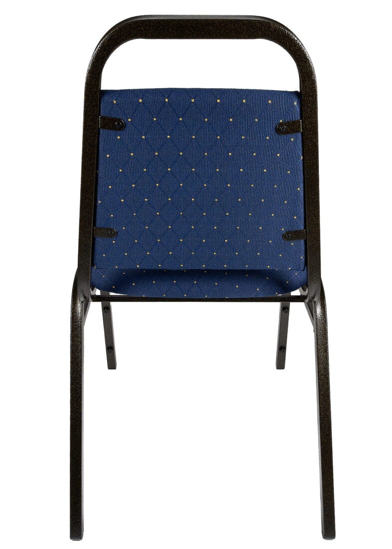 Chivari Navy Blue with Gold Dot Fabric Gold Vein Steel Frame Trapezoid Back 34" Banquet Chair CQTFBLU4-ZF-T