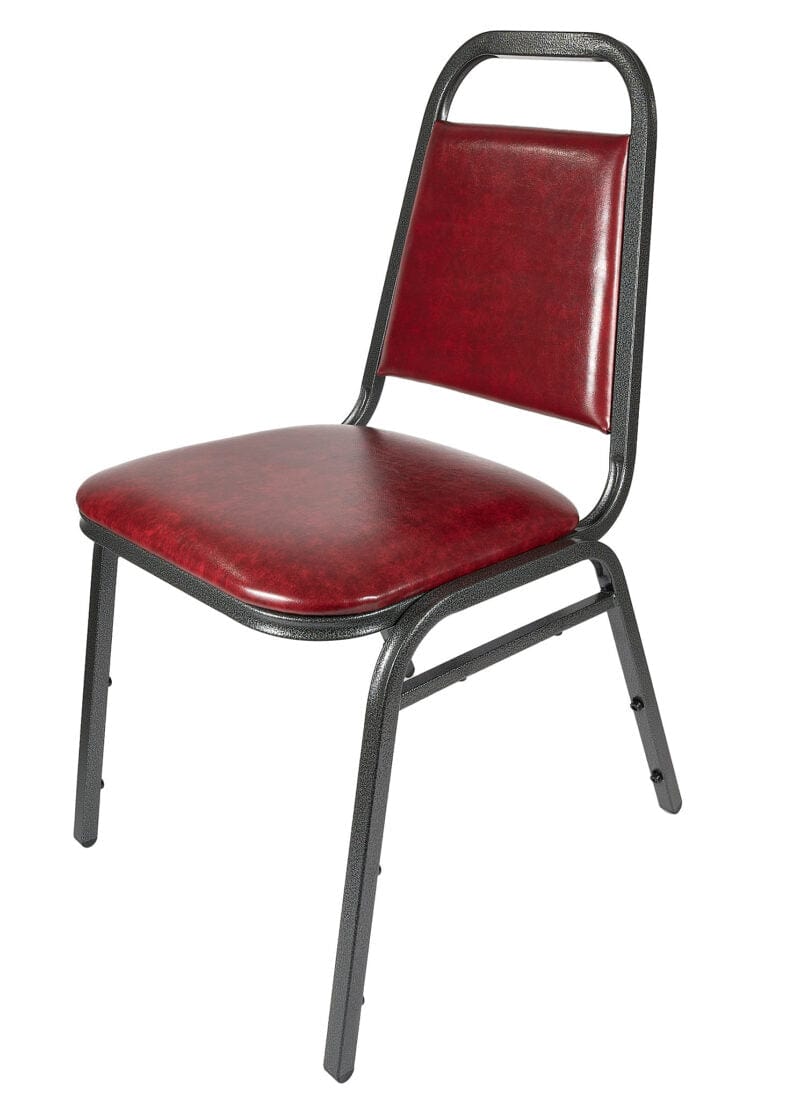 Chivari Burgundy Vinyl Silver Vein Steel Frame Trapezoid Back 34" Banquet Chair CQTVBU4-ZF-T