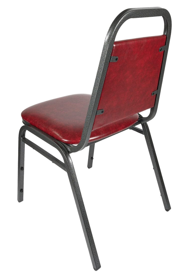 Chivari Burgundy Vinyl Silver Vein Steel Frame Trapezoid Back 34" Banquet Chair CQTVBU4-ZF-T