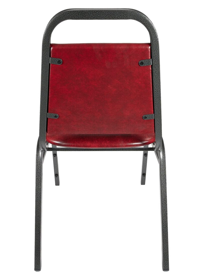Chivari Burgundy Vinyl Silver Vein Steel Frame Trapezoid Back 34