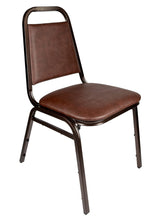 Brown Vinyl Copper Vein Steel Frame Trapezoid Back 34" Banquet Chair