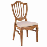 Chestnut Regal Resin Chair with Beige Linen Seat Pad