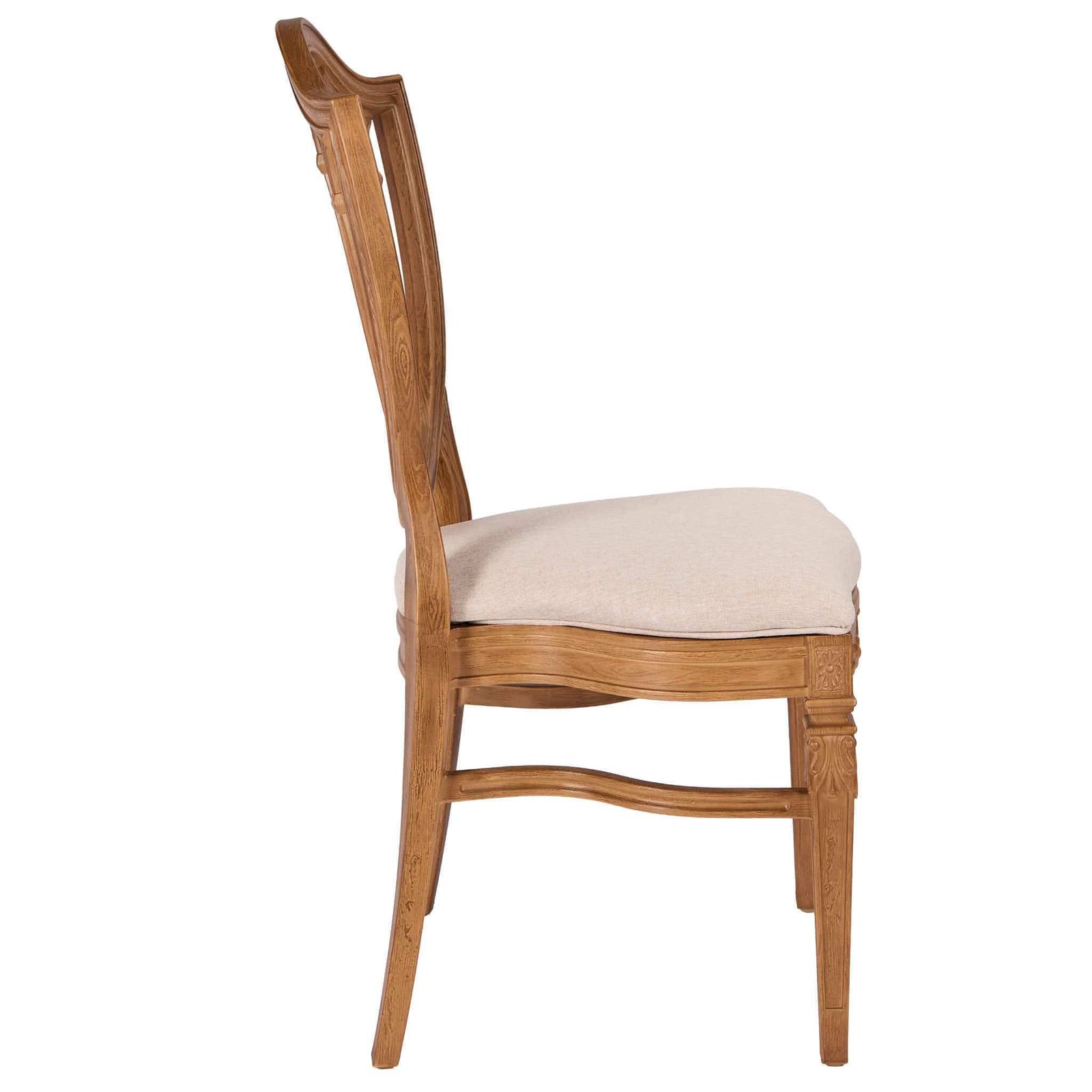Chivari Chestnut Regal Resin Chair with Beige Linen Seat Pad CRGRC-ZG-T
