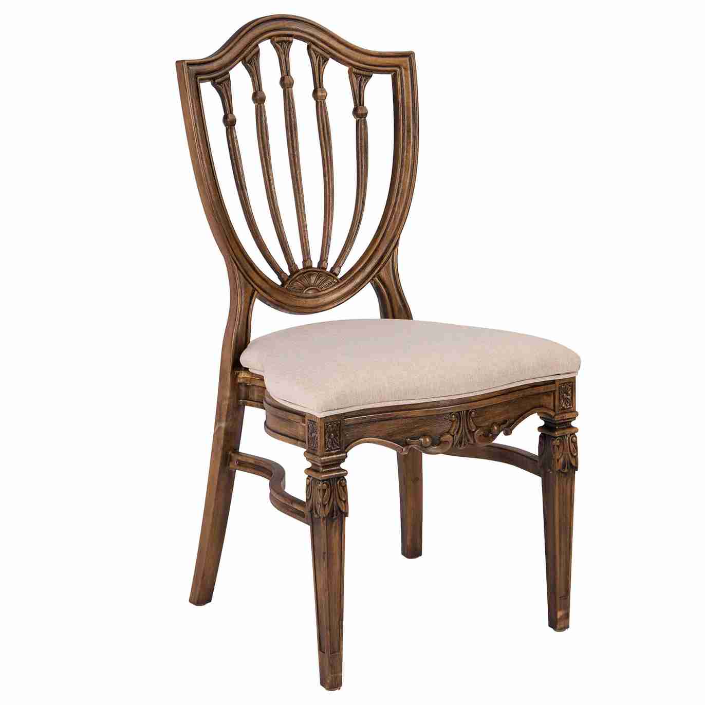 Chivari Rustic Fruitwood Regal Resin Chair with Beige Linen Seat Pad CRGRRF-ZG-T