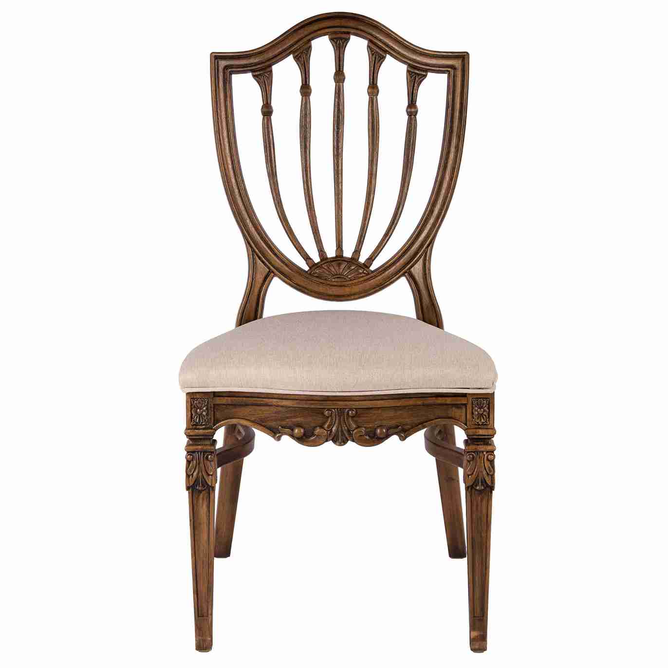 Chivari Rustic Fruitwood Regal Resin Chair with Beige Linen Seat Pad CRGRRF-ZG-T