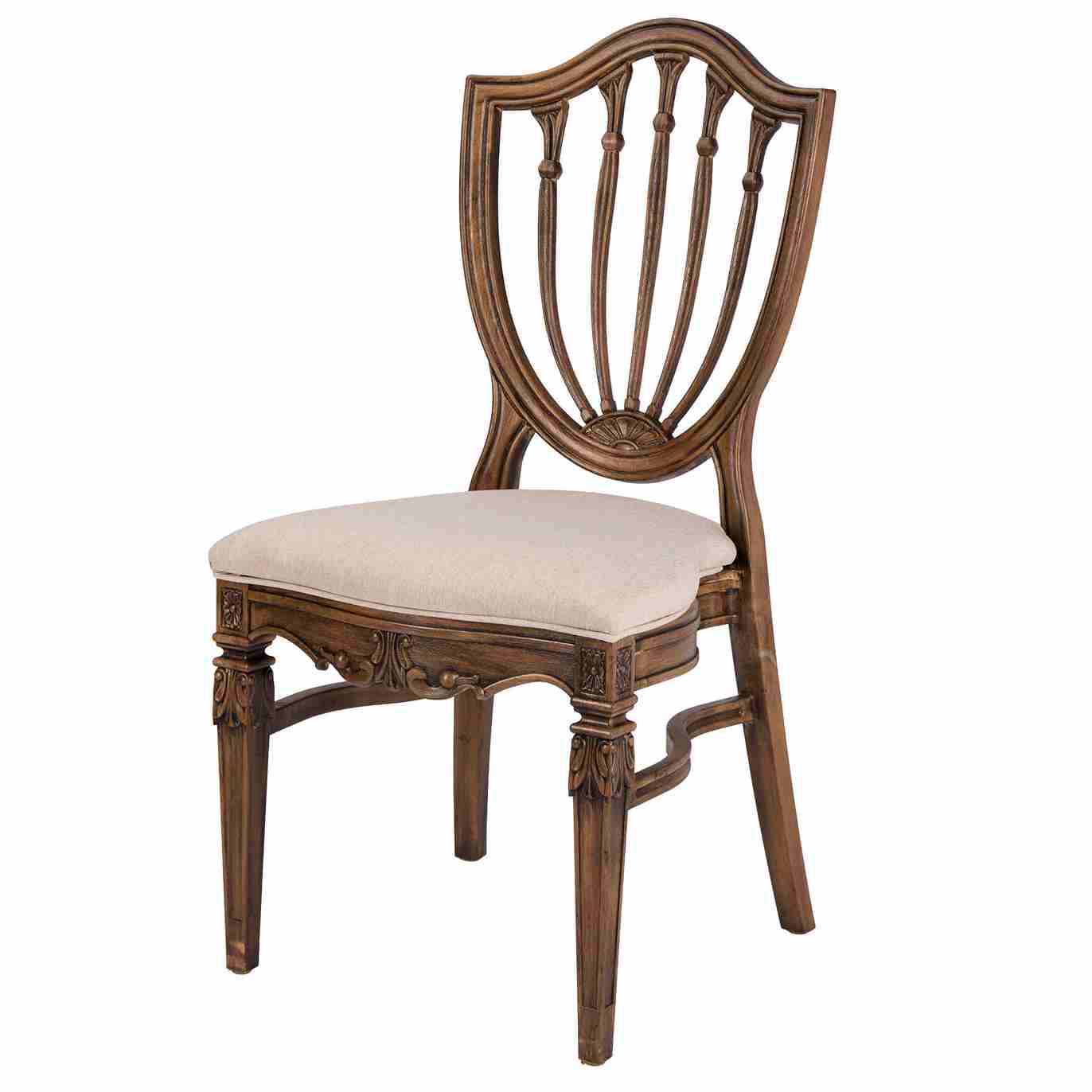 Chivari Rustic Fruitwood Regal Resin Chair with Beige Linen Seat Pad CRGRRF-ZG-T