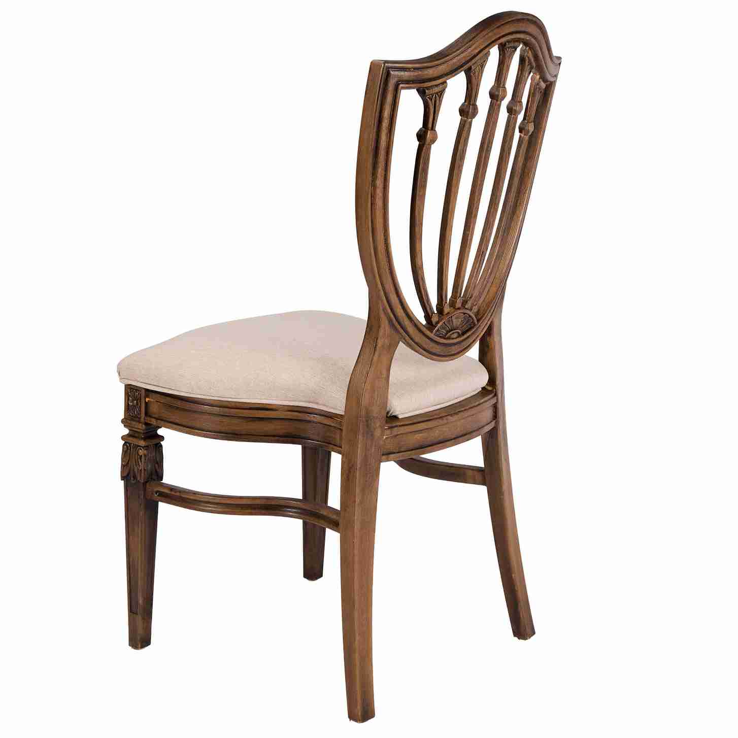 Chivari Rustic Fruitwood Regal Resin Chair with Beige Linen Seat Pad CRGRRF-ZG-T
