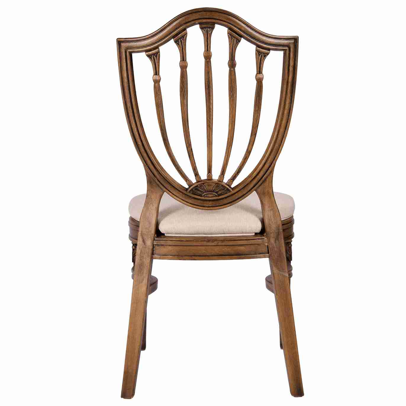 Chivari Rustic Fruitwood Regal Resin Chair with Beige Linen Seat Pad CRGRRF-ZG-T