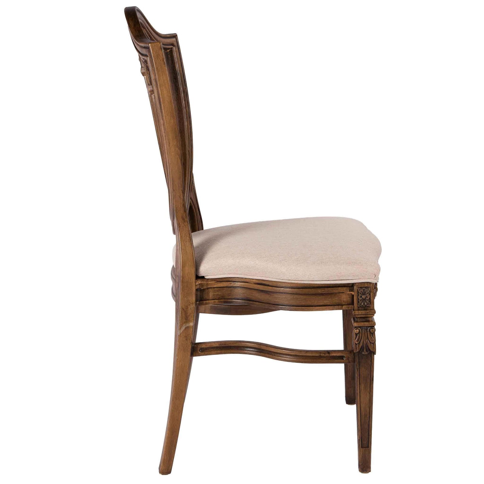 Chivari Rustic Fruitwood Regal Resin Chair with Beige Linen Seat Pad CRGRRF-ZG-T