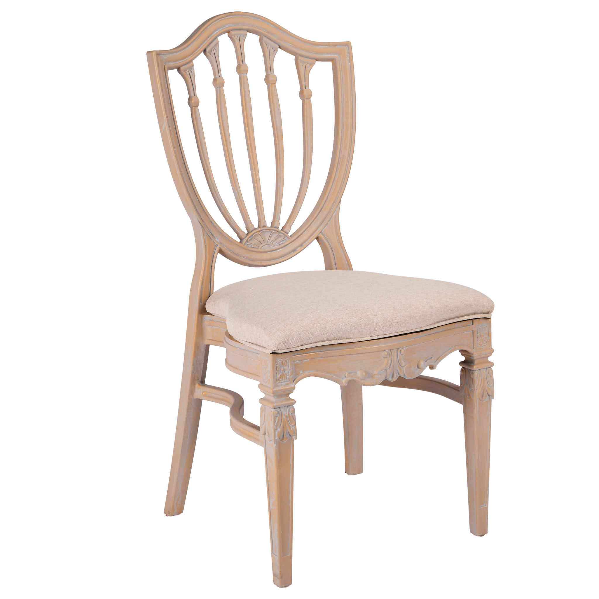 Chivari Rustic Smoke Regal Resin Chair with Beige Linen Seat Pad CRGRRS-ZG-T