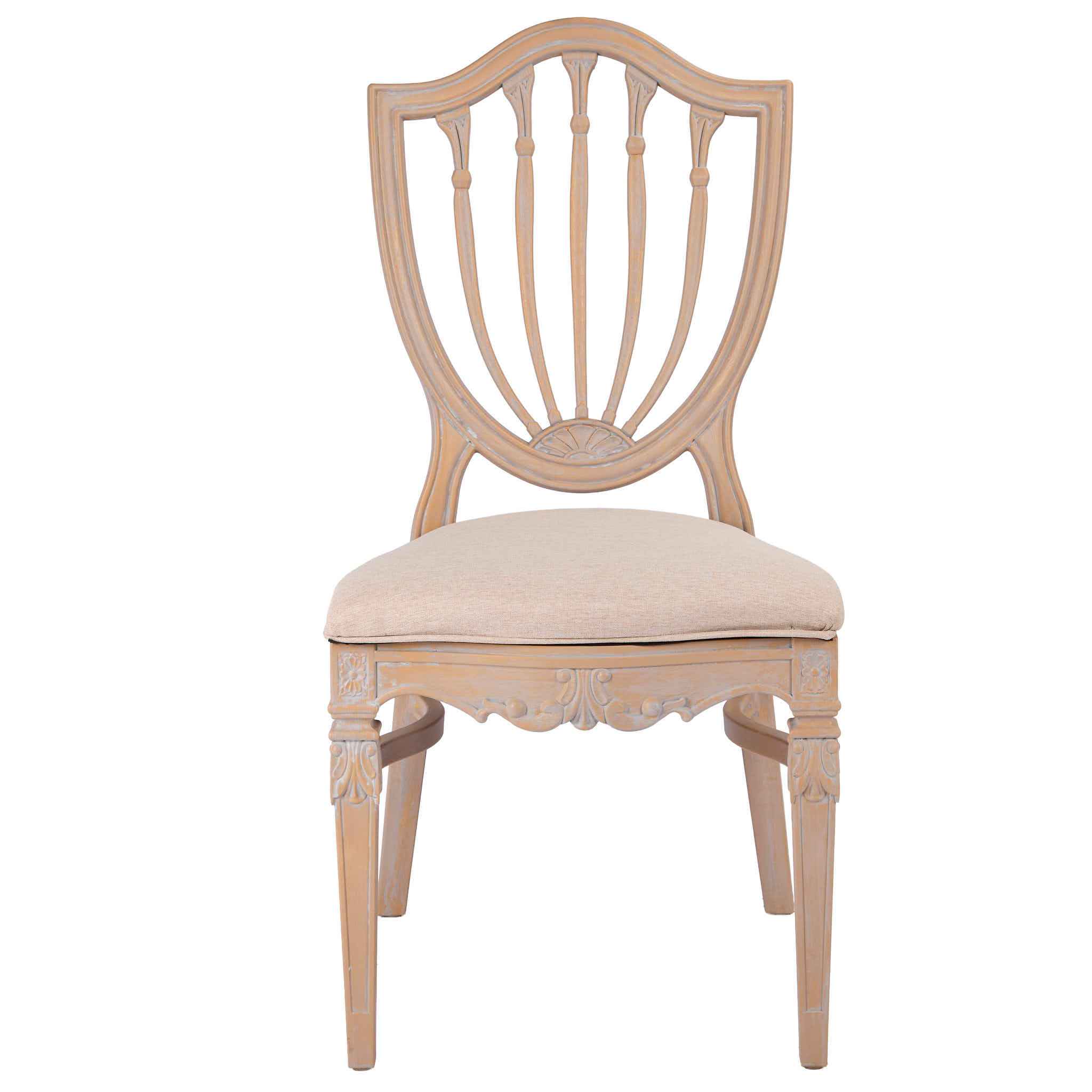 Chivari Rustic Smoke Regal Resin Chair with Beige Linen Seat Pad CRGRRS-ZG-T