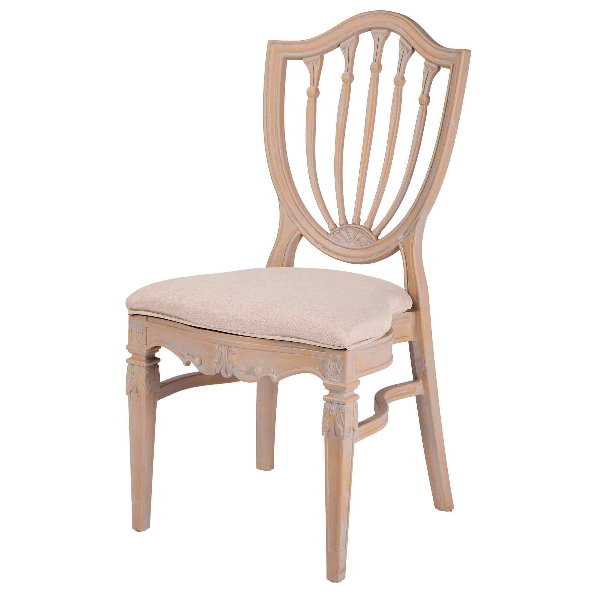 Chivari Rustic Smoke Regal Resin Chair with Beige Linen Seat Pad CRGRRS-ZG-T