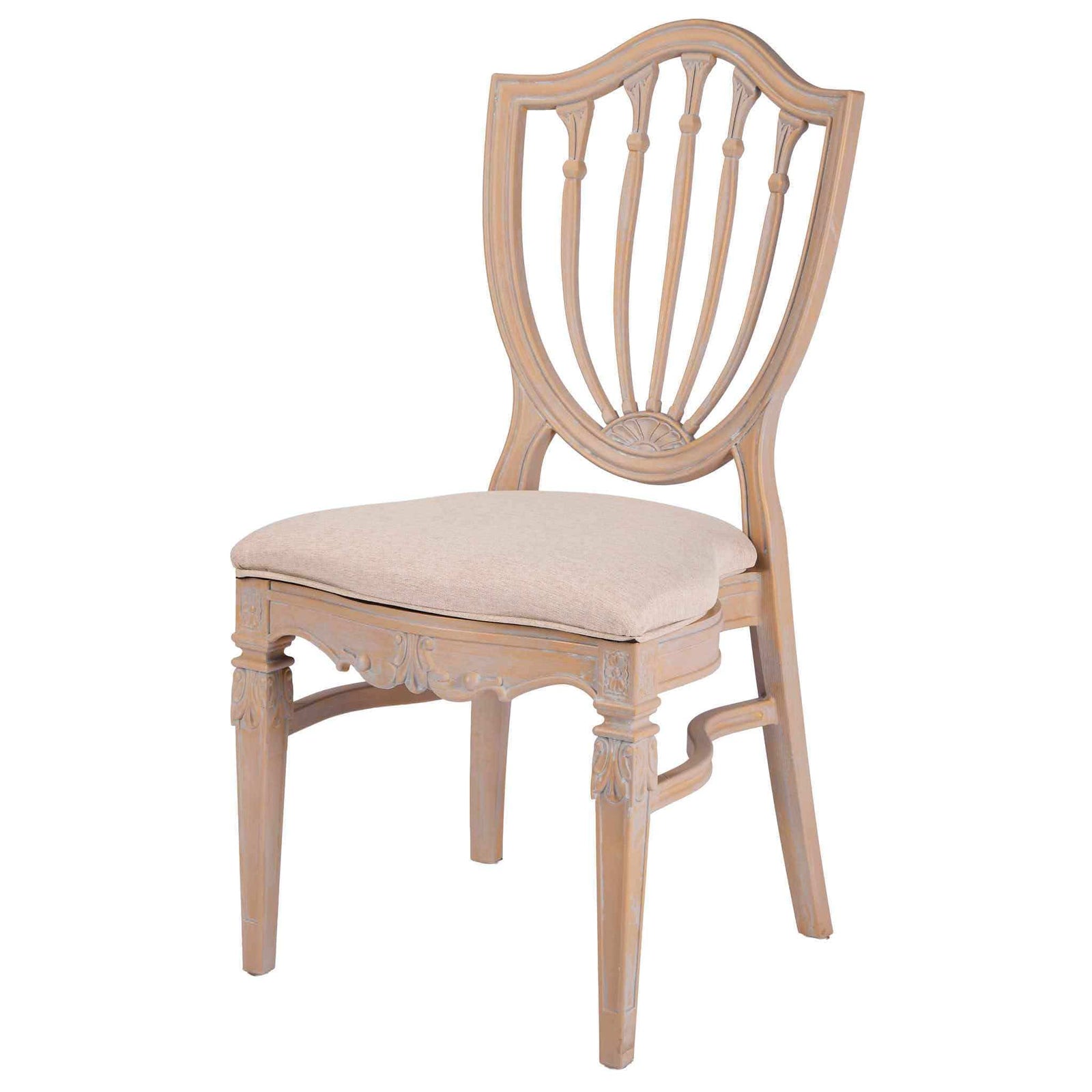 Chivari Rustic Smoke Regal Resin Chair with Beige Linen Seat Pad CRGRRS-ZG-T