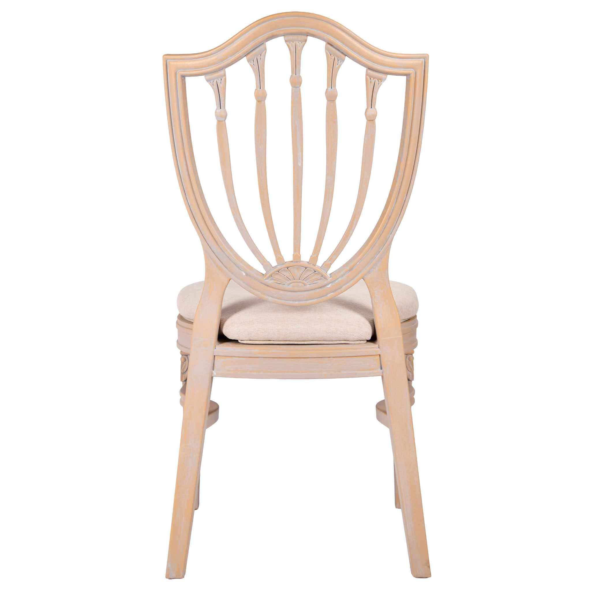 Chivari Rustic Smoke Regal Resin Chair with Beige Linen Seat Pad CRGRRS-ZG-T